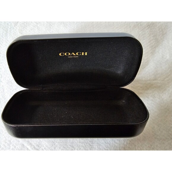 Coach New York Black Leather Hard Clam Shell Eyeglass Sunglass Case - Picture 8 of 9